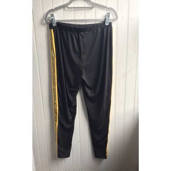 SHEIN Black Pull on pants Athletic Gold Racing Glitter Side Stripe - Size 2XL 16 - Picture 1 of 12